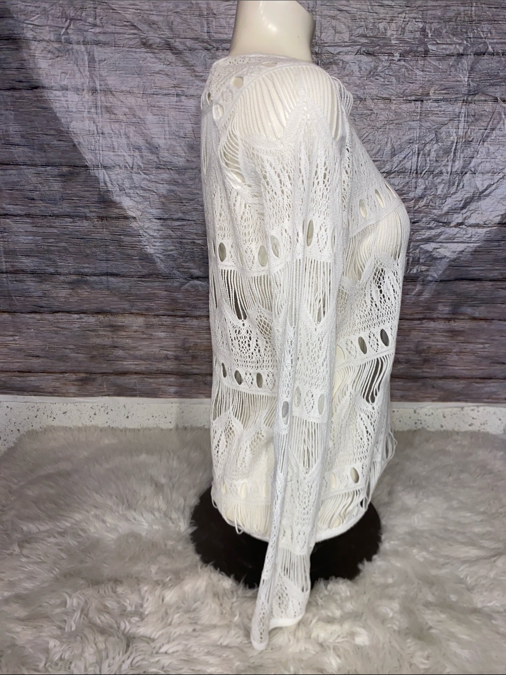Sold* Miss Me White Crochet Pullover Sweater - Picture 5 of 9
